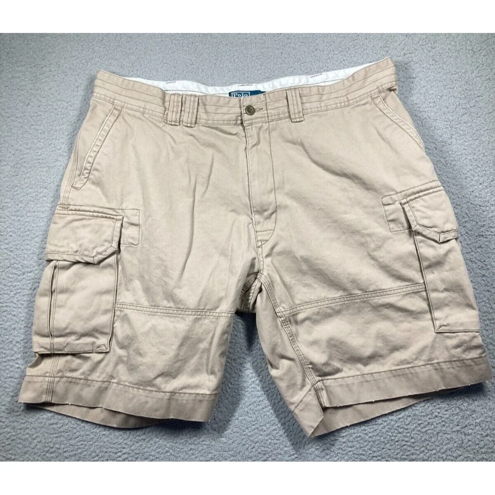 Polo by Ralph Lauren Shorts Mens 42x9 Beige Cargo Distressed Gorpcore Hiking Y2K